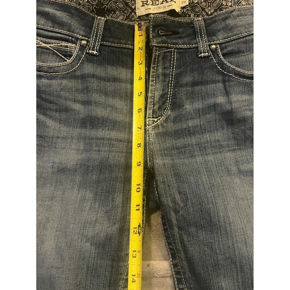 Ariat REAL Straight Icon Jeans Womens 31R Ocean Blue Stretch Denim AW5365 - Picture 10 of 13